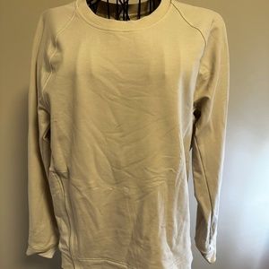 Lulu Lemon | Cream long sleeved scoop neck sweater with side zipper detail